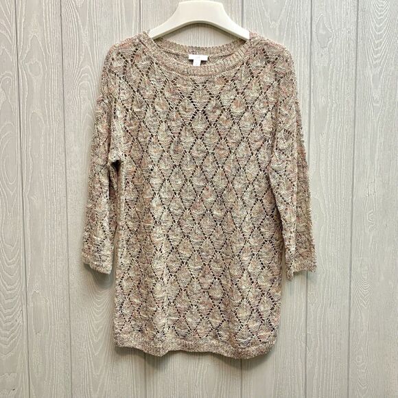 J Jill Pebble Diamond Pointelle Sweater XS NWT - Picture 1 of 4